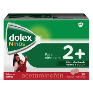 Dolex (Acetaminofen) Pediatrico 20 Tabletas Masticable Acetaminofen