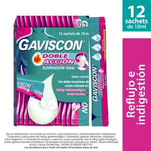 GAVISCON DOBLE ACCION SUSP.10 ML X 12UDS SC ALGINATO-BICARBONATO DE SODIO+ CALCIO