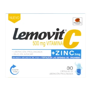 LEMOVIT C+ZINC 500 MG 30 CAPSULAS VITAMINA C-ZINC