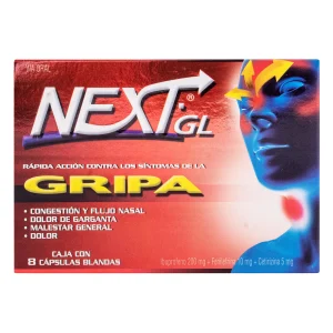 Next GL Gripa 8 Capsulas Blandas Ibuprofen-Fenilefrina-Cetirizina