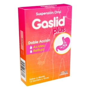 GASLID PLUS SUSP CAJA X 12 SACHET X 10ML ALGINATO-BICARBONATO DE SODIO+ CALCIO