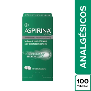 Aspirina Ultra 500 MG 100 Tabletas Acetilsalicilico Acido
