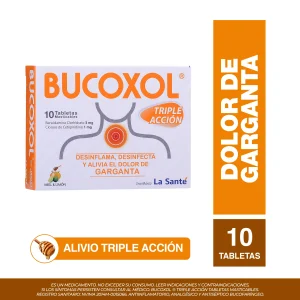 BUCOXOL TRIPLE ACCION MIEL LIMON 10 TBS BENCIDAMINA-CETILPIRIDINIO