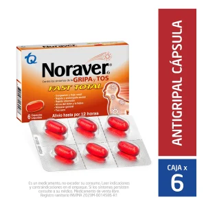 NORAVER GRIPA FAST TOTAL 6 CAPSULAS IBUPROFE-FENILEFRIN-DEXTROMETO-LEVOCETIR