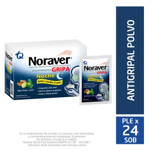 NORAVER GRIPA BEBIDA NOCHE 15 GR 24 SBS ACETAMINOFEN-FENILEFRINA-LEVOCETIRICINA