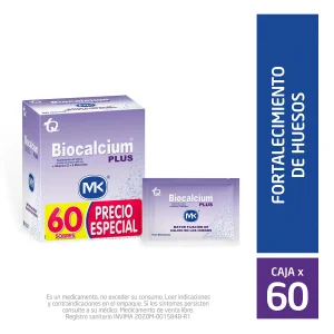 BIOCALCIUM PLUS POLVO 60 SOBRES MK SUPLEME DE CALCIO VITAM D + 5 MINERALES