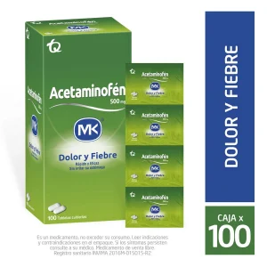ACETAMINOFEN 500 MG 100 TABLETAS MK