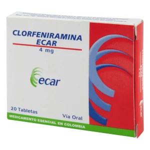 CLORFENIRAMINA 4 MG 20 TABLETAS EC CLORFENIRAMINA