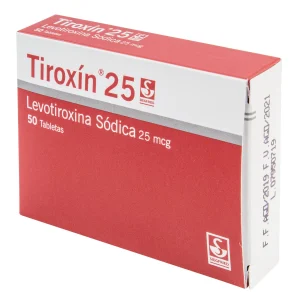 TIROXIN 25 MG 50 TABLETAS LEVOTIROXINA SODICA