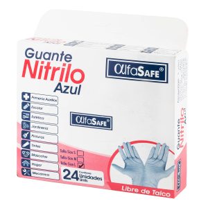 GUANTE EXAM.NITRILO AZUL ALFA T.L 24 UDS  GUANTES EXAMEN