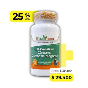 RESVERATROL, CURCUMA Y CITRATO DE MAGNESIO FCO 60 DISCOS