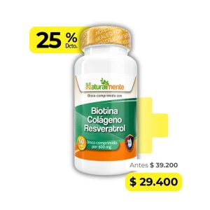 BIOTINA, COLAGENO Y RESVERATROL FCO 60 DISCOS