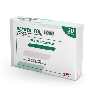 Tienda 13 HERREX FOL 1000 MG 30 TABLETAS HIERRO-ACIDO FOLICO