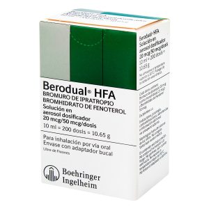 Tienda 22 BERODUAL HFA SOL.AERO.INHALACION 10ML(M) FENOTEROL-BROMURO DE IPRATROPIO