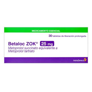 Tienda 19 BETALOC ZOK 25 MG 30 TABLETAS METOPROLOL