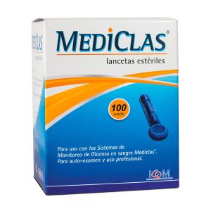 LANCETAS GLUCOMET.MEDICLAS 100UD IC(RF) GLUCOMETRIA