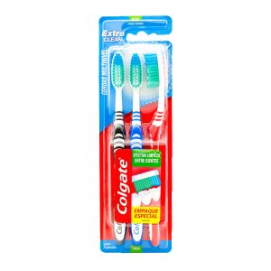 3 CEP.COLGATE EXTRA CLEAN CEPILLOS