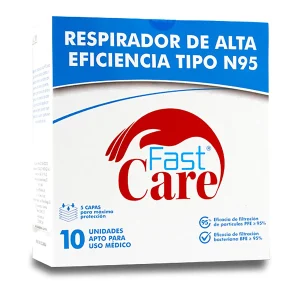 TAPABOCAS FAST CARE TIPO N95 10 UDS ICOM