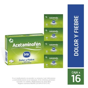 ACETAMINOFEN 500 MG 16 TABLETAS MK