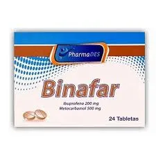 BINAFAR 200MG/500MG X 24 TBL (IBUPROFENO+METOCARBAMOL) SC ACETAMINOFEN CAFEINA