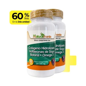 COLAGENO, ISOFLAVONAS DE SOYA, BIOTINA Y OMEGA 3 FCO 60 DISCOS 2da unidad -60%